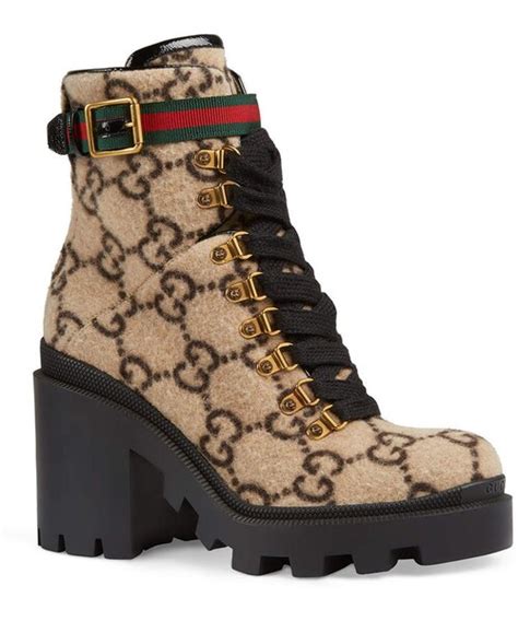 gucci trip gg wool lace-up booties|designer gucci booties.